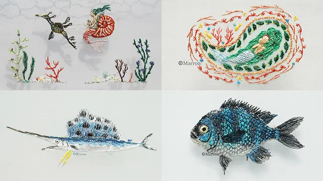 【moco】値下9999→LULU　GUINNESSの刺繍海洋生物デザイン 第16回】It's a small Kawaii world~刺繍イラストレーター